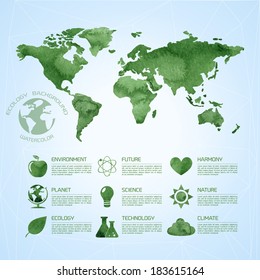 Watercolor ecology infographic background