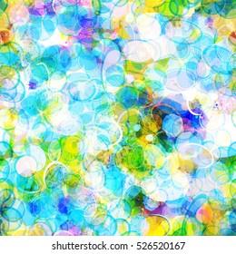 Watercolor effect. Blue, green, yellow. Seamless background texture. Abstract vector design