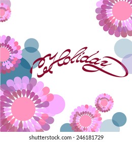 Watercolor effect purple flower frame. Vector illustration. 