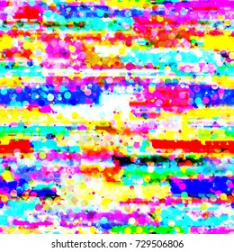 Watercolor effect. Rainbow seamless texture from offset rectangles and circles. Abstract vector background for web page, banners, fabric, home decor, wrapping 