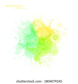 Watercolor effect vector stains. Grunge splatter. Paint stains. Ink spots. Colorful splatter. Watercolor drops. Grunge colorful paint overlay.
