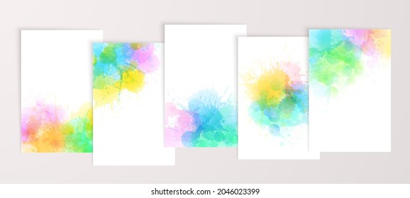 Aquarelleffekt, Vektorflecken. Rucksackhintergrund. Farbige Flecken. Aquarelltafeln, Tapeten oder Grußkarten. farbenfrohe Farbtröpfe überlagern.