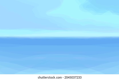 Estilo vectorial de efecto acuarela. Mar azul bajo cielo