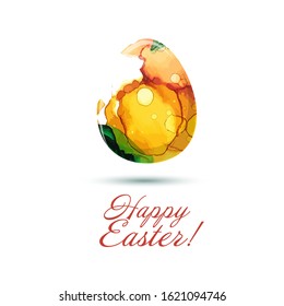 Watercolor egg. Happy Easter. Mixed media. Vector illustration