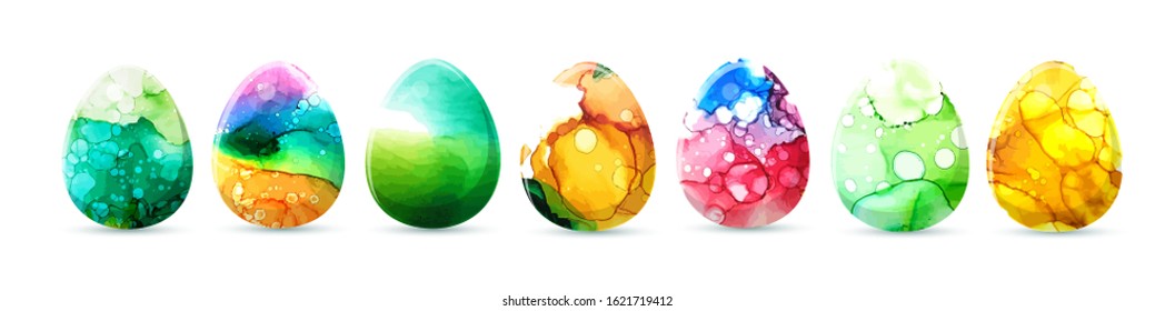 Watercolor egg. Happy Easter. Mixed media. Vector illustration