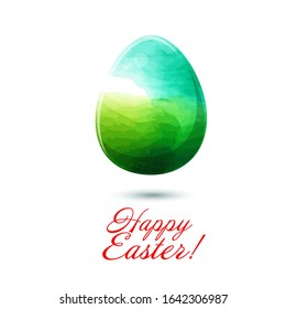 Watercolor egg. Happy Easter. Mixed media. Vector illustration