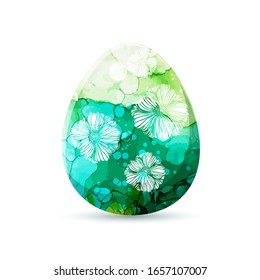 Watercolor egg. Happy Easter. Mixed media. Vector illustration