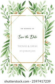 Watercolor elegant floral wedding invitation card design