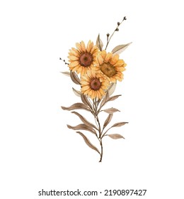 watercolor Elegant sunflower watercolor flower arrangement