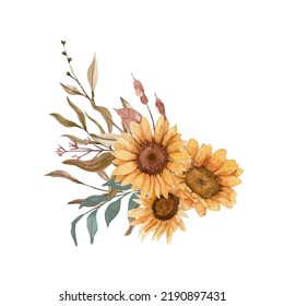 watercolor Elegant sunflower watercolor flower arrangement