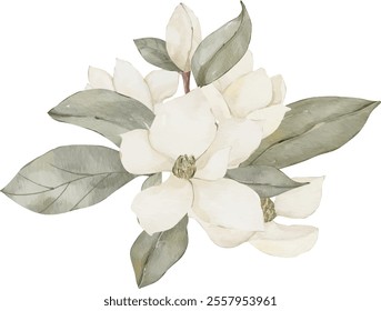 Watercolor elegant white flower arrangement