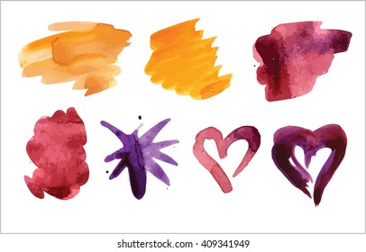 Watercolor elements for design. Abstract watercolor hand paint texture. Vector illustration