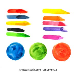 Watercolor elements for design in  colors. Vector illustration