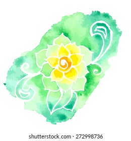 Watercolor elements for design. Paisley pattern. Vector illustration