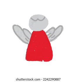 Watercolor elements on a white background. crayon scrabook Christmas decorative doodles 