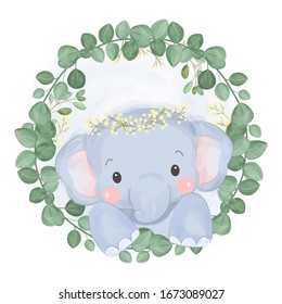 watercolor elephant illustration, animal clipart for scrapbooking and decoration.