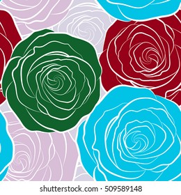 Watercolor English roses seamless pattern. Watercolor painting with Rose flowers. Vector illustration.