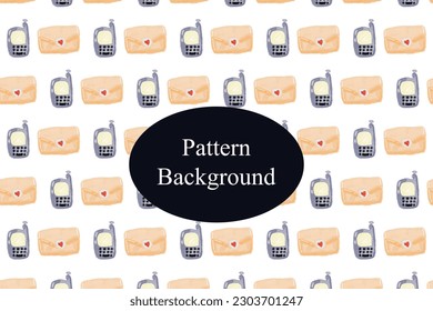 watercolor envelope and umbrella kawaii element pateern background design