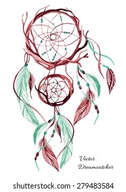 Watercolor ethnic dreamcatcher. Hand painted vector illustration for your design