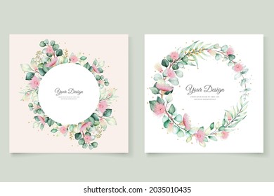 watercolor eucalyptus wedding invitation card set