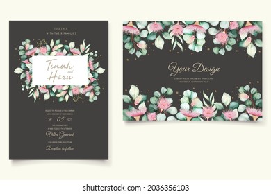 watercolor eucalyptus wedding invitation card set
