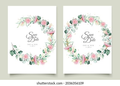 watercolor eucalyptus wedding invitation card set