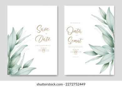 watercolor eucalyptus wedding invitation card