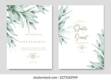 watercolor eucalyptus wedding invitation card