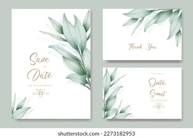 watercolor eucalyptus wedding invitation card