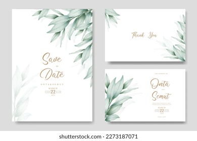 watercolor eucalyptus wedding invitation card
