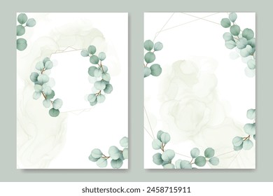 Watercolor eucalyptus wedding invitation card