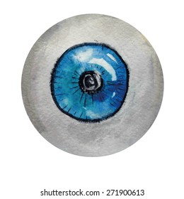 Watercolor eye ball. Vector illustration.