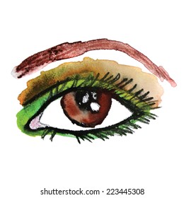 Watercolor eye. Make up. Vector illustration.