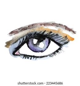 Watercolor eye. Make up. Vector illustration.