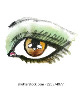 Watercolor eye. Make up. Vector illustration.