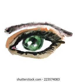 Watercolor eye. Make up. Vector illustration.