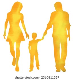 watercolor family silhouette vector illustration