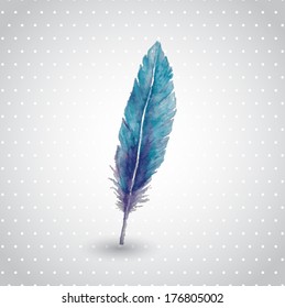 Watercolor feather. Vector illustration