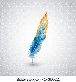 Watercolor feather. Vector illustration