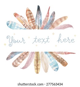 Watercolor Feathers Banner