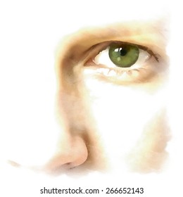 Watercolor  female eye. Vector illustration.