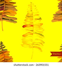 watercolor fern seamless pattern. Tropical background. 