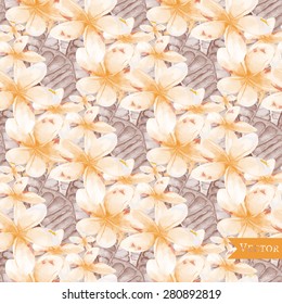 watercolor fern seamless pattern. Tropical background. 
