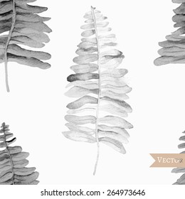 watercolor fern semaless pattern. Tropical background. 
