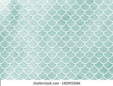 Watercolor fish scales. Underwater sea pattern. Vector illustration. Perfect for print design for textile, poster, greeting card, invitation. Cute mermaid background 