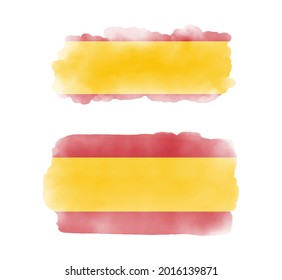 Watercolor flag background. Spain flag.