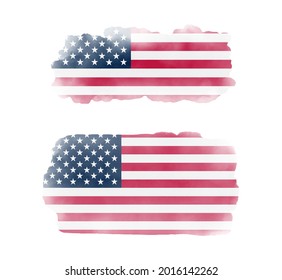 Watercolor flag background. USA flag.