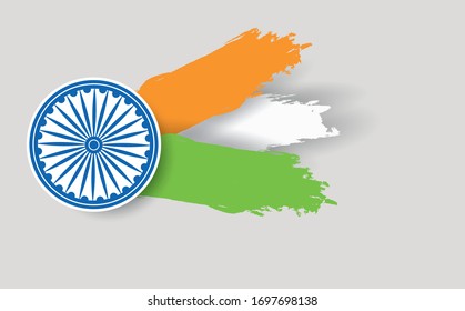 Watercolor flag of India with Ashoka wheel for national Indian holidays.