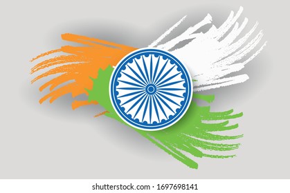 Watercolor flag of India with Ashoka wheel for national Indian holidays.