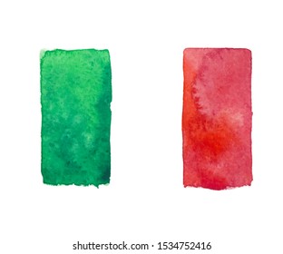 Watercolor flag of Italy. Isolated country symbol on white background